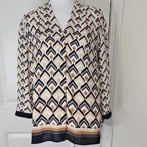 Investments Black and Cream Patterned Blouse